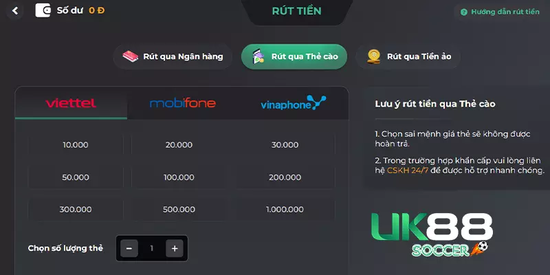 link rút tiền bằng thẻ cao tại nhà cái UK88